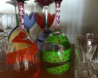 Hand painted wine glasses
