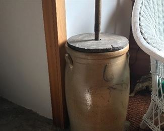 Antique bee sting butter churn
