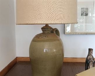 Antique stoneware lamp