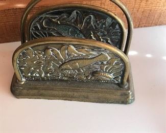 Vintage brass letter or napkin holder