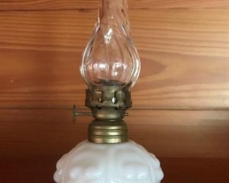 Miniature antique milk glass lantern