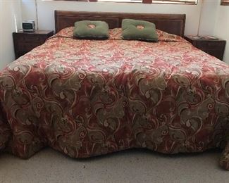 King size mattress and box spring with vintage headboard