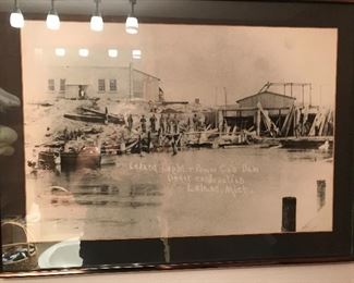 Leland Light and Power dam- framed photo reprint