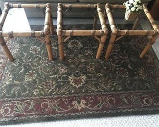 Rattan glass topped cube tables