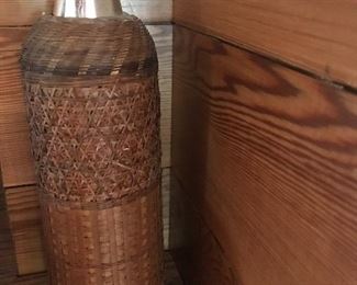 Vintage Rattan and Mercury glass thermos