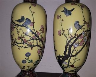 Pair of Antique Chinese Cloisonne tall vases