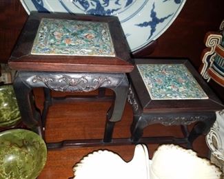 Antique Chinese porcelain two piece stand