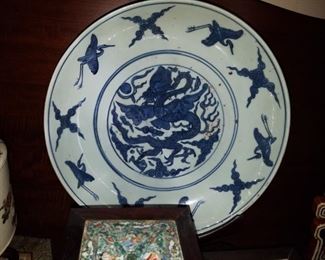 Ming Dynasty Porcelain Charger, large size
