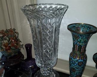 Large Antique Cut Crystal vase 