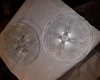 Pair. Lalique large chargers. Signed 