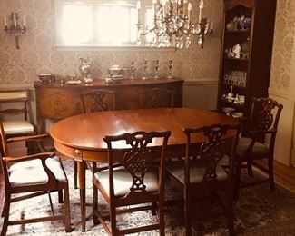 Fine Dining Room Set. Inlaid Sideboard