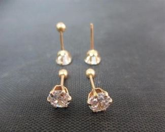 14K Yellow Gold Earrings with Medium Stones (Set of 2)