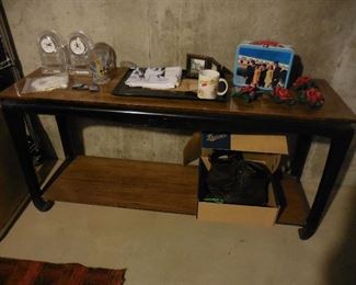 Asian style sofa table; misc. items