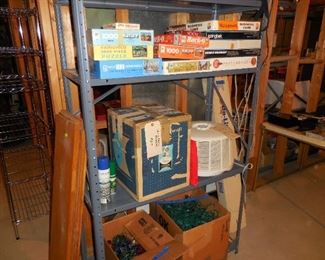 Jigsaw puzzles; Slide projector, table, screen, misc.