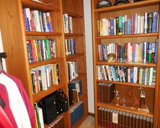 Books; wood book shelves