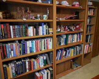 Books; wood book shelves