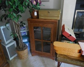 Entertainment cabinet; storage containers