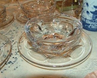 Set of 8 fine Bacarrat crystal desert bowls and under plates