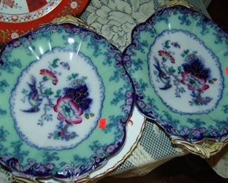 Two flow blue plates