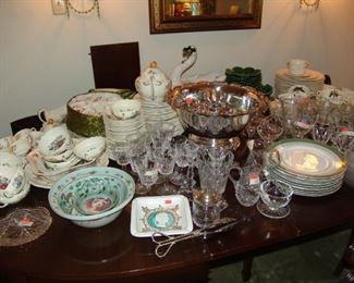 Dining  table with china and stemware