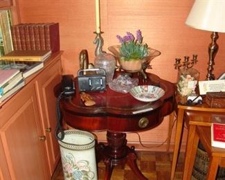 Mahogany table and candlestick lamp