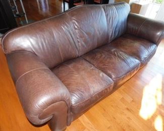 Brown Leather Sofa - 88"W x 33"D 37"H