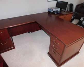 Steelcase left extension flat top executive desk - Main desk - 66"W x 30"D.  Left extension is 45"W x 24"D.