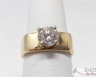 822: 	
14k Gold 1ct Solitaire Diamond Ring, 7.3g
Not marked, tested 14k, Weighs approx 7.3g, size 5.5 OS19-017630.8 3/4
OS19-017630.8 3/4