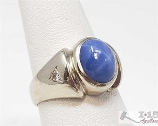 827: 	
14k Gold Ring with Center Stone and Accent Diamonds, 7.8g
Weighs approx 7.8g, size 7.5 
OS19-017630.59