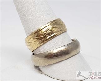 850: 	
Two 14k Gold Bands, 14.4g
Combined weighs approx 14.4g, sizes 9.5 and 12
OS19-017630.56 1/2
