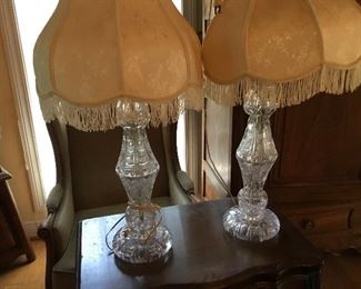 Pair of crystal lamps 31" height 