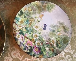 Charger French hand painted signed Ouliet “Wild Rose” C.1840	14”	