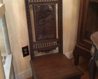 French Brittany carved chair 						