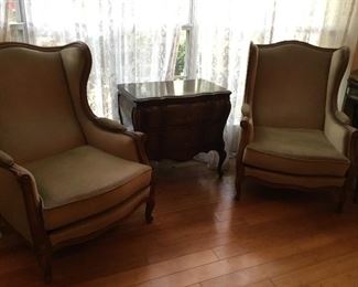 Set of two French Bergeres armchairs , reproduction not period from 1960’s 	