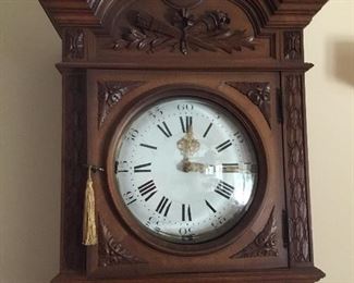Rare Louis XVI style tall case clock with glass case  			