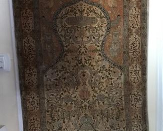 Prayer rug silk & wool 38”W x 59”H