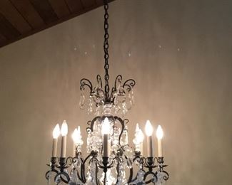 French black chandelier with crystal					
32”H x 24”W


