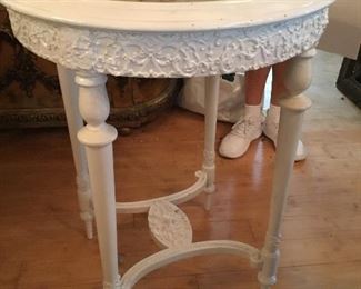 Onyx top French side table cream painted