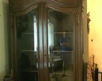 French Louis XV style armoire glass double doors			
52”W x 8’H x 18.5”D
