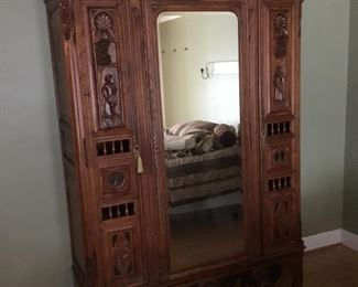 Brittany France carved armoire