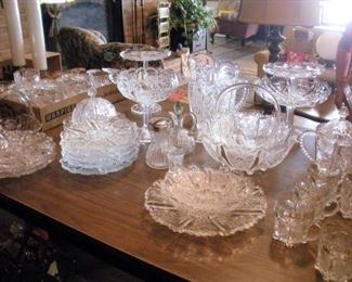 Just a sampling of the Early American Pattern Glass Collection...Thistle pattern, late 1800's.