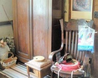 Large Antique Arrow Slat Back and Carved Desk Chair...looks like the chair Mr. Potter (It's A Wonderful Life) was sitting in.  