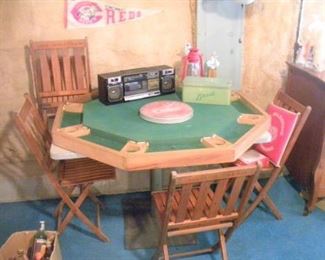 Game time...ante up and deal the cards.   Vintage sports memorabilia throughout the house.