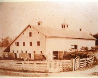 Original 1800's photo of barn long before it was converted into the Hendryx home.    When on property take note how tall and big the present day trees have grown.