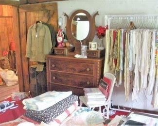 Army uniforms  to table linen....look high and low when visiting this large home.....remember to STEP UP and INTO the Red Carpet Room....aka Quilt Room.
