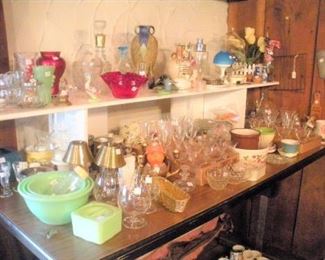 Jadite, Blenko, Amphoria Pottery, Barware, Stemware, Beatrix Potter, Vases and much more.