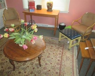 Wicker chairs on wheels