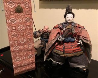 Vintage Japanese hand-crafted Musha Ningyo Emperor Ojin and attendant dolls made for annual Boys Day festivities
