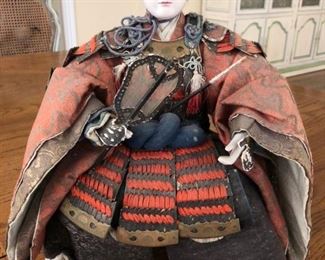 Vintage Japanese hand-crafted Musha Ningyo Emperor Ojin and attendant dolls made for annual Boys Day festivities