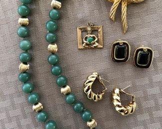 Nice collection of vintage ladies 14K gold and costume jewelry including Christian Dior and St. John